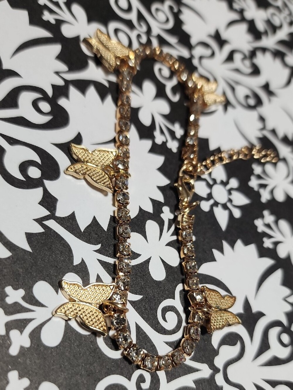 Gold Butterfly Crystal Bracelet for Women - Sparkling Tennis Chain